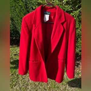 Vintage Harvé Benard by Benard Holtznan thick red wool blazer jacket size 4